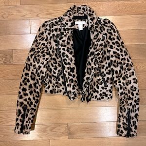 H&M leopard/cheetah print Moto Jacket